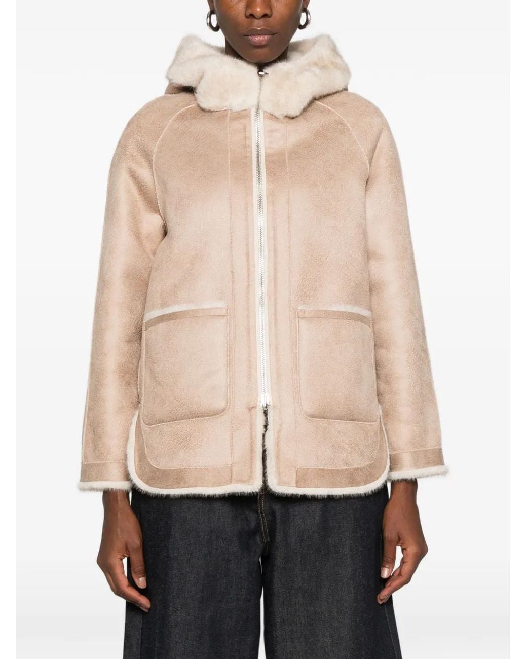 Betta Corradi White Faux-Fur Hooded Jacket