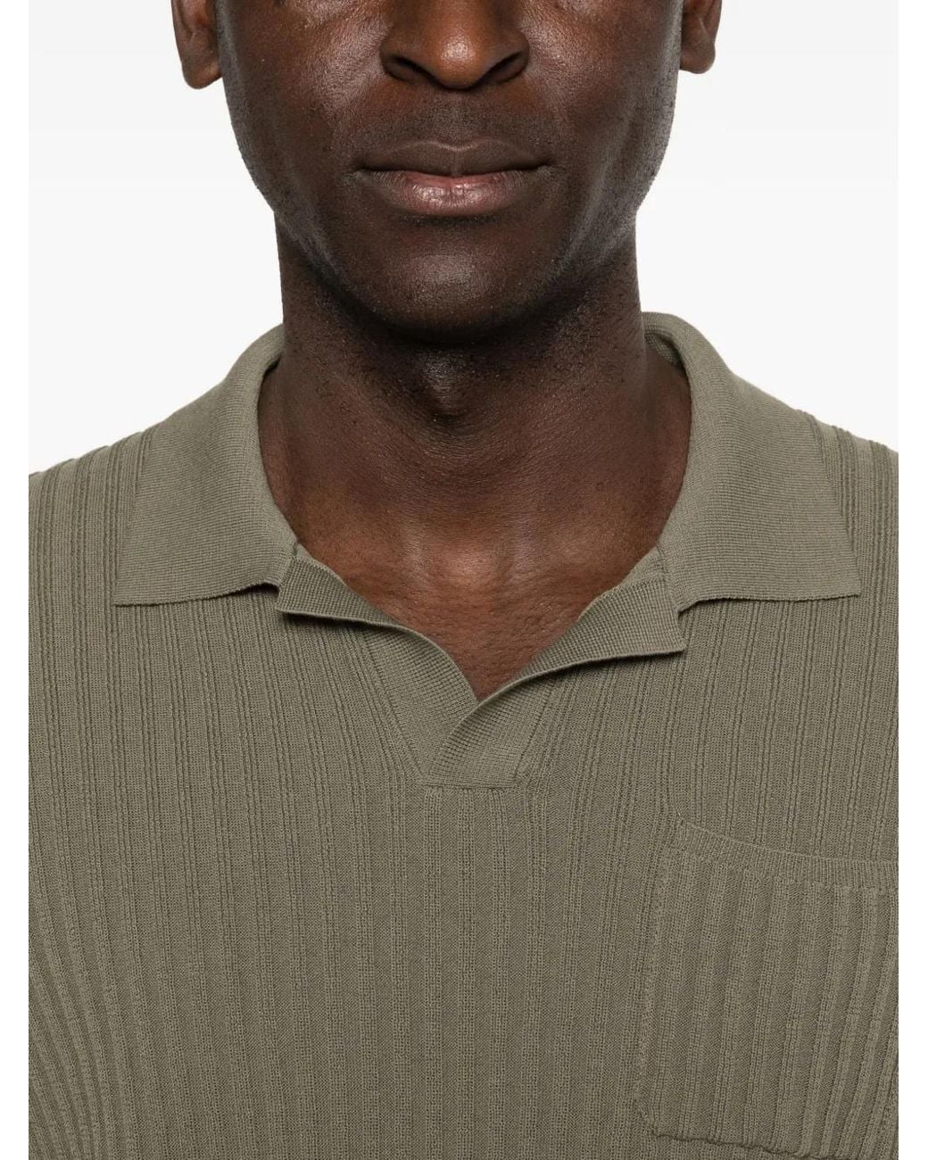Roberto Collina Green Ribbed Pocket T-Shirt for men