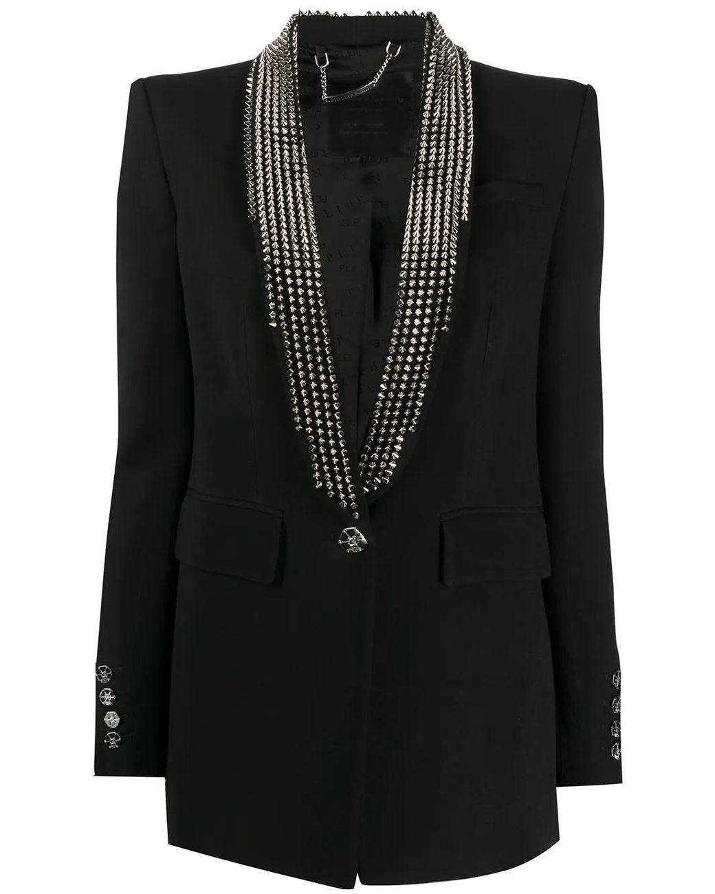 Philipp Plein Black Spike-Studded Blazer