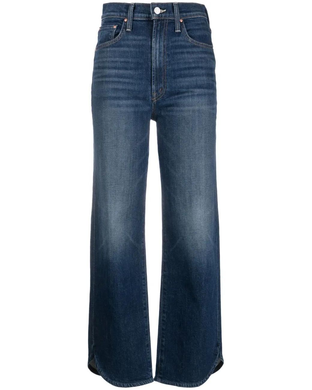 Mother Blue Rambler High-Rise Straight-Leg Jeans