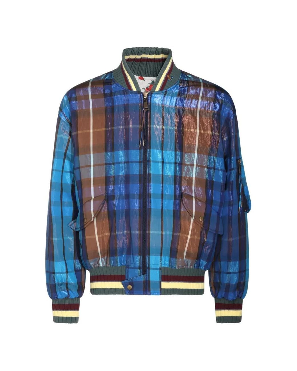 Vivienne Westwood Blue Tartan-Print Bomber Jacket for men