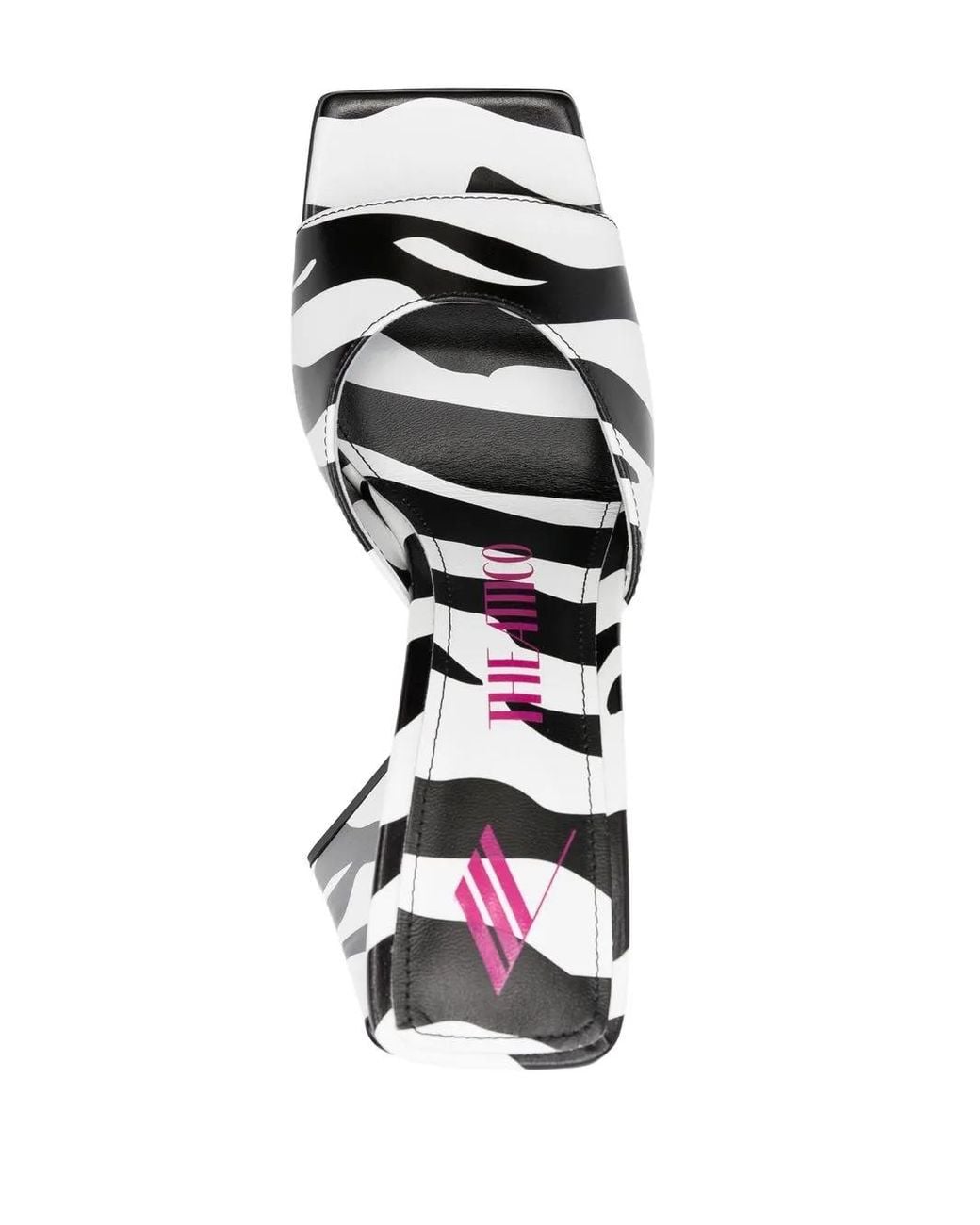 The Attico Black Devon Zebra Print 115mm Mules