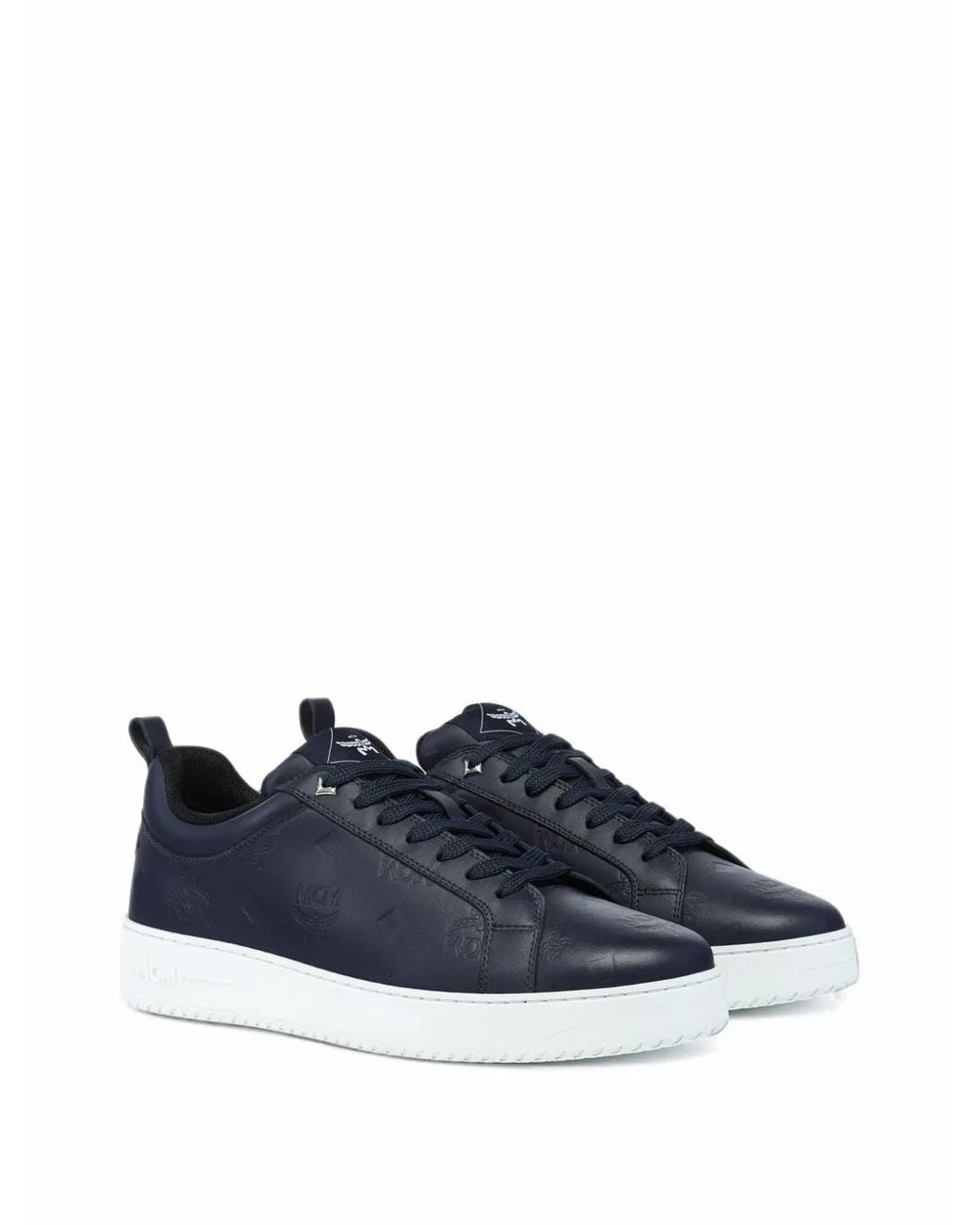 MCM Blue Neo Terrain Logo-Embossed Leather Sneakers