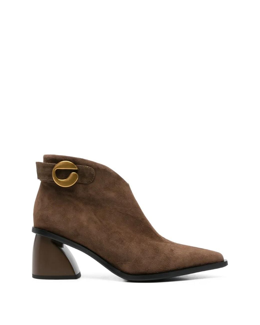 SERGIO MORETTI FIRENZE Brown Sculptural-Heel Suede Ankle Boots