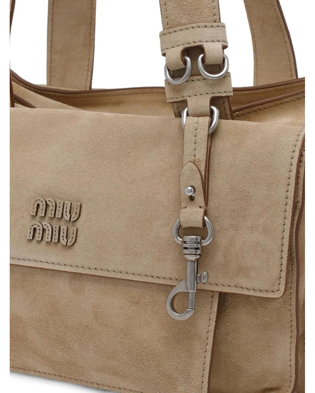 Miu Miu Natural Suede Utilitaire Shoulder Bag