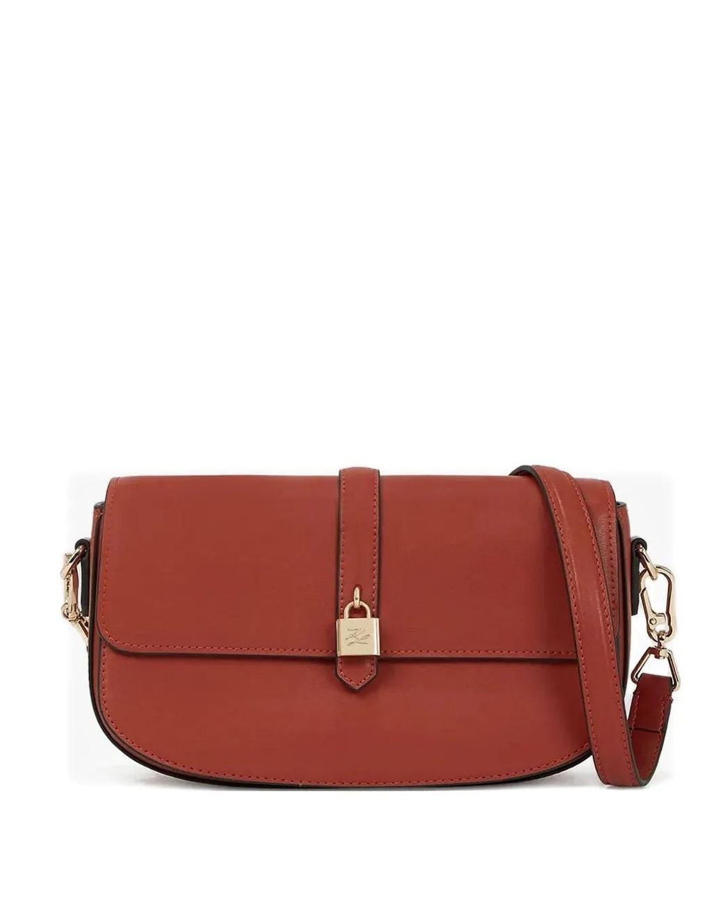 Karl Lagerfeld Red K/Autograph Padlock Leather Shoulder Bag