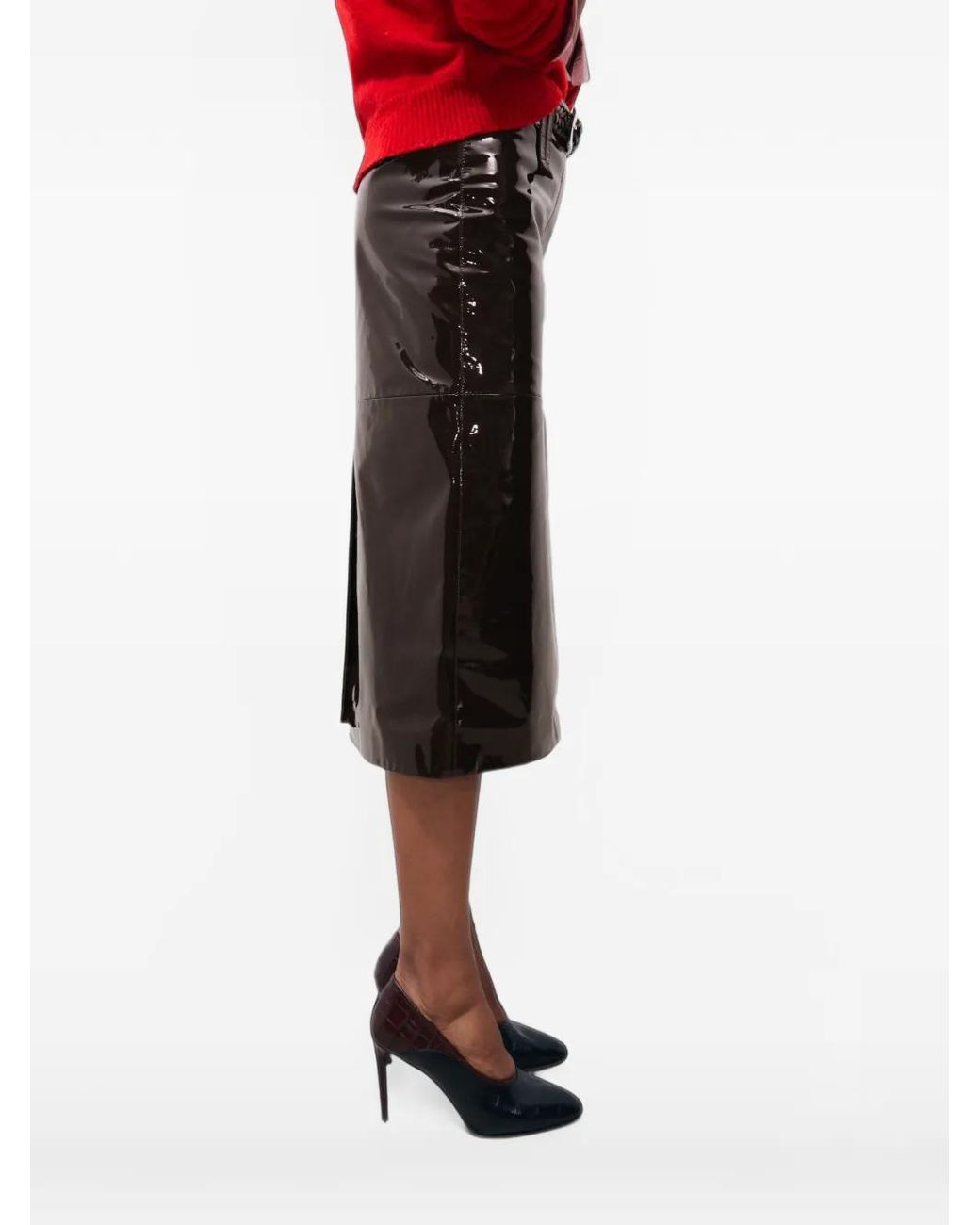 Tory Burch Brown Patent Leather Skirt