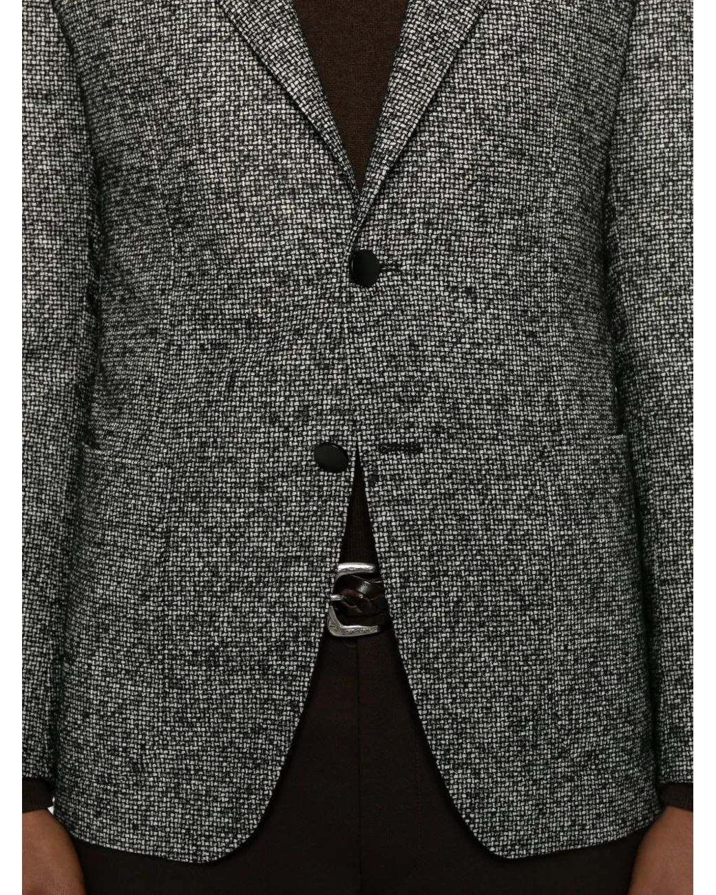 Tagliatore Gray Buttoned Woven Jacket for men