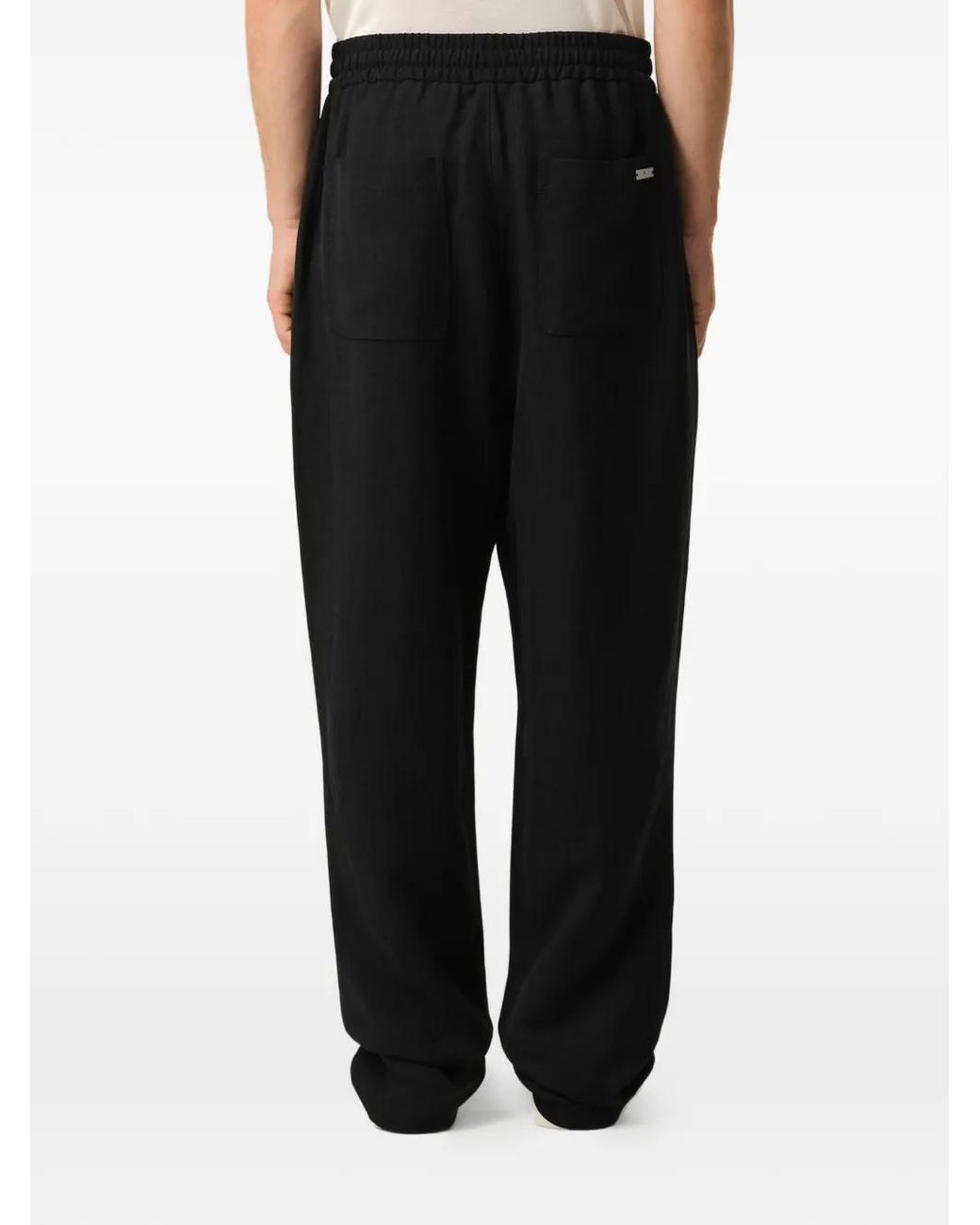 AMI Black Blended Linen Elasticated Waist Trousers for men