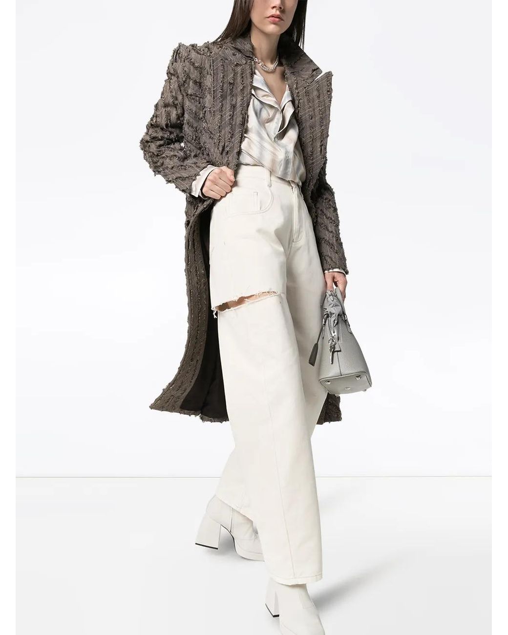 Maison Margiela White Straight Jeans With A Worn Effect