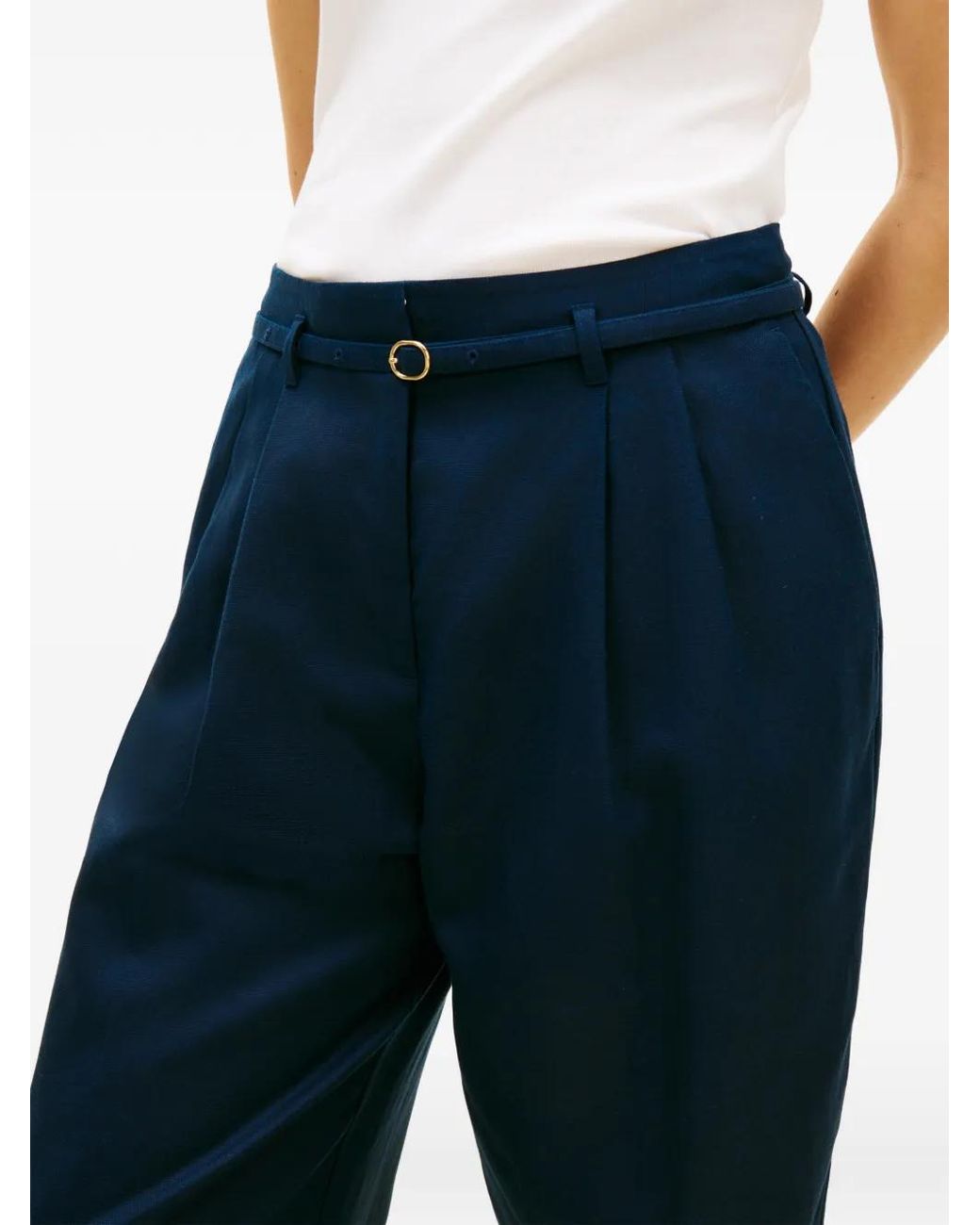 Tommy Hilfiger Blue Belted Wide Leg Trousers