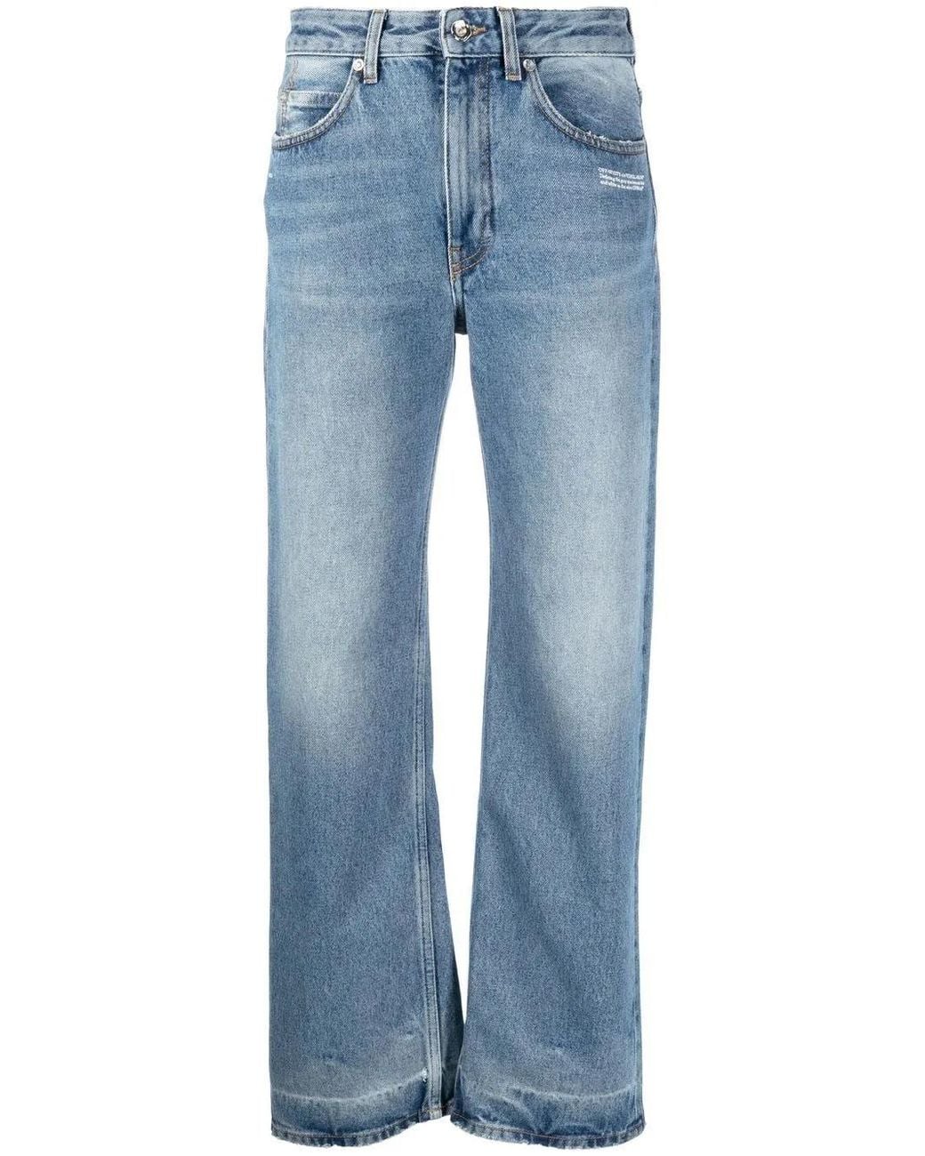 Off-White c/o Virgil Abloh Blue Logo-Patch Straight-Leg Jeans