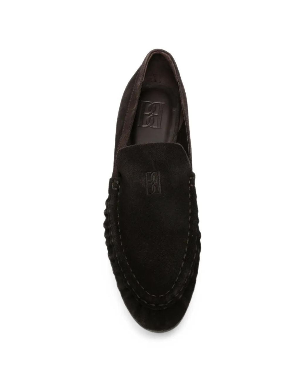 By Malene Birger Black Suede-Finish Ruched-Detail Loafers