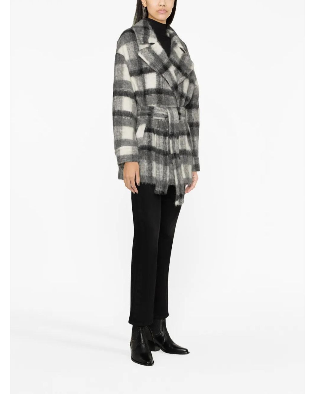 IRO Gray Pamae Checked Belted Coat