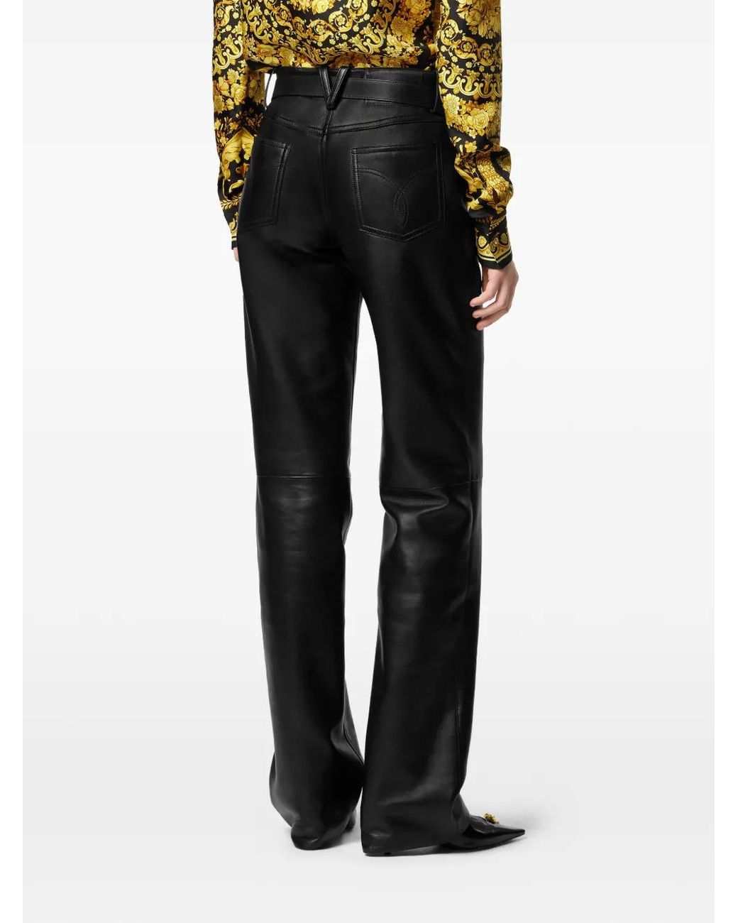 Versace Black Leather Trousers