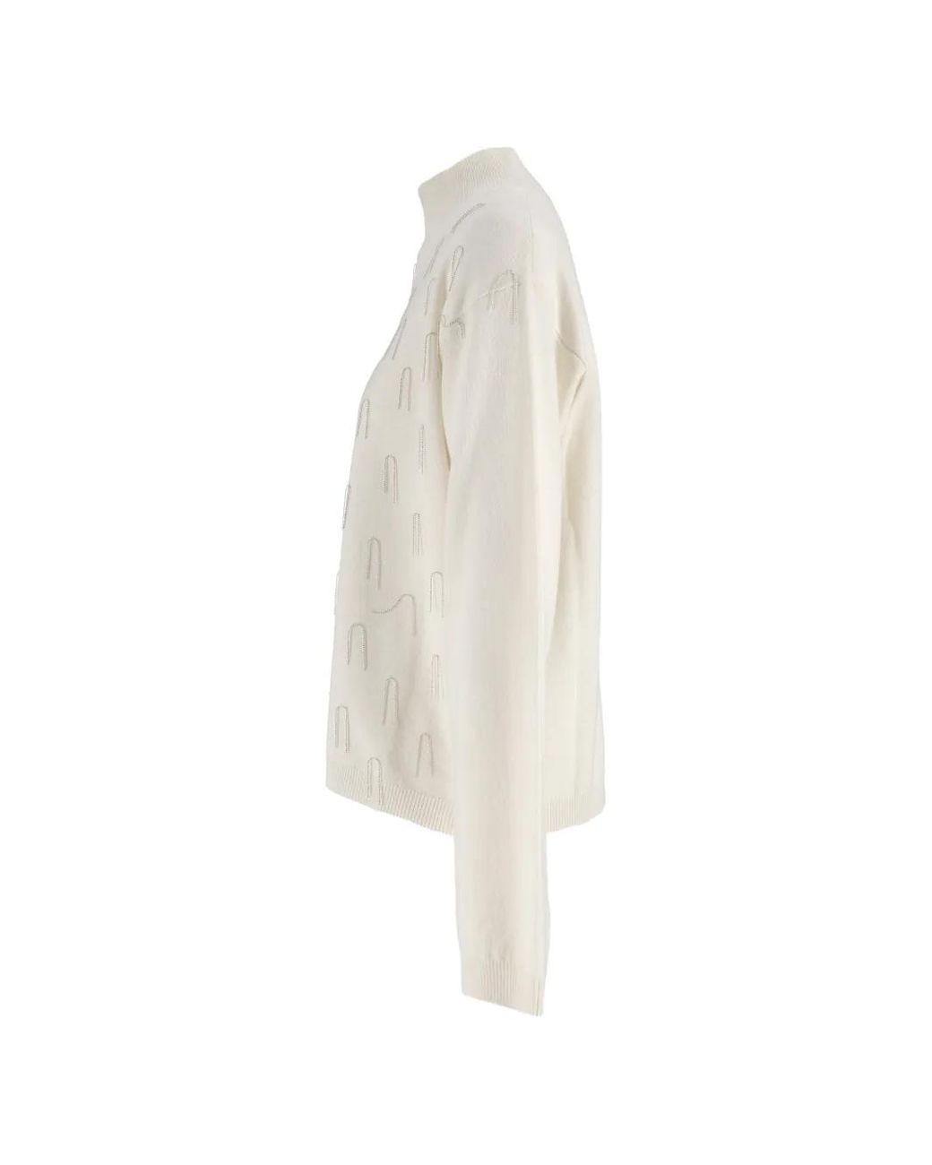 Fabiana Filippi White Fringed High-Neck Sweater
