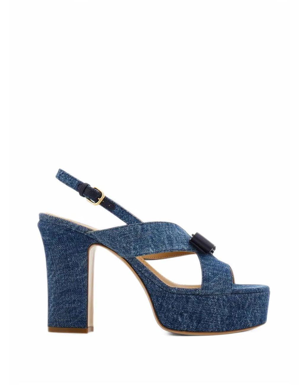 Ferragamo Blue Vara Bow Platform Sandals