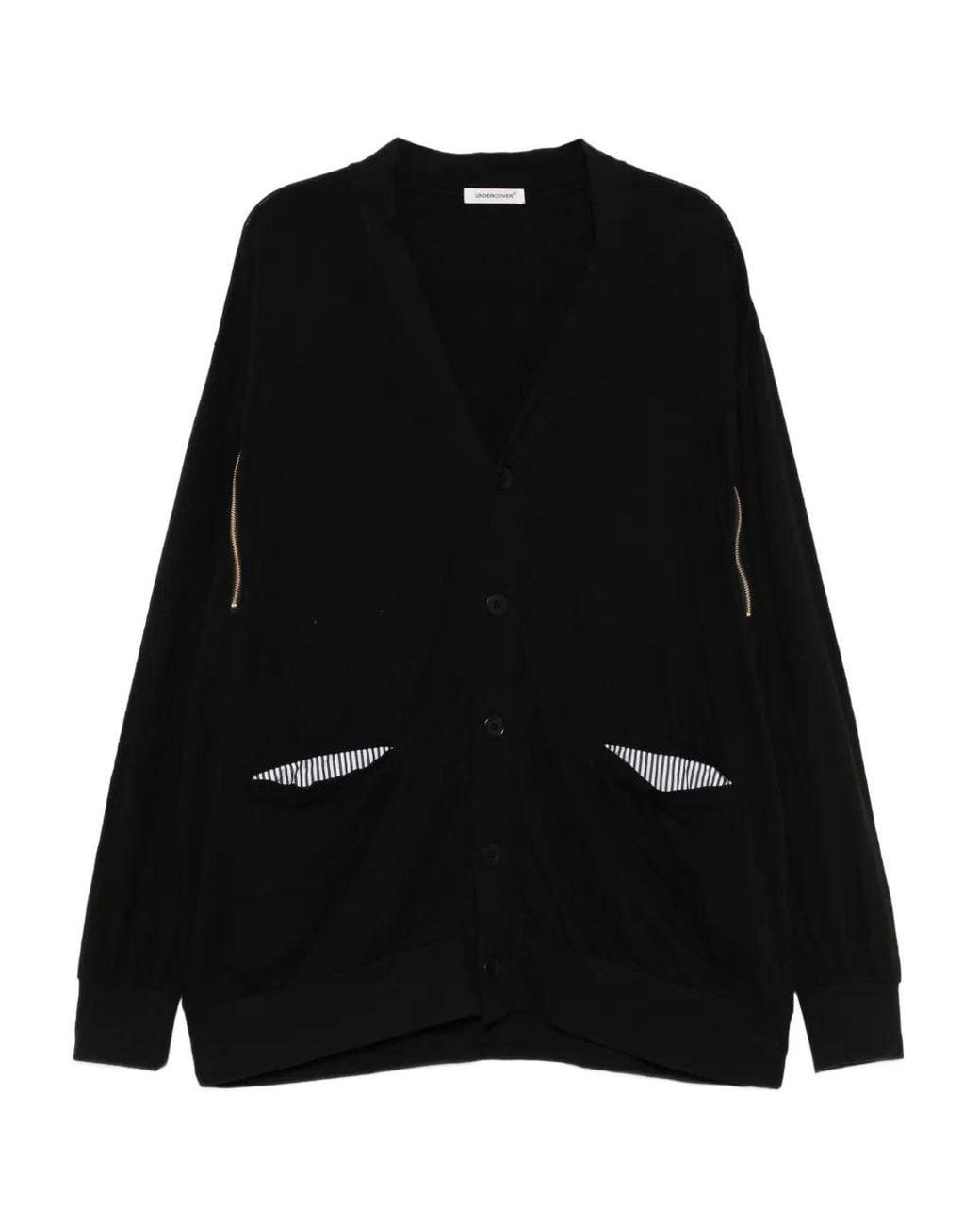 Undercover Black Zipper-Embellished Cotton Cardigan for men