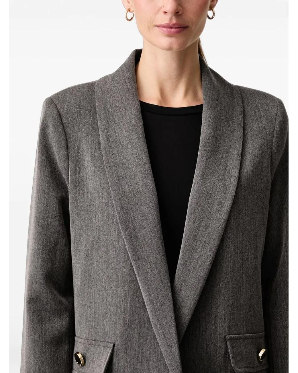 Fracomina Gray Blazer À Col Châle Et Détail De Boutons