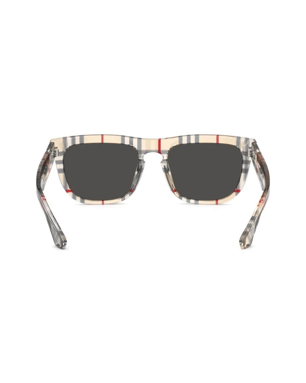 Burberry Gray Vintage Check-Pattern Square-Frame Sunglasses for men