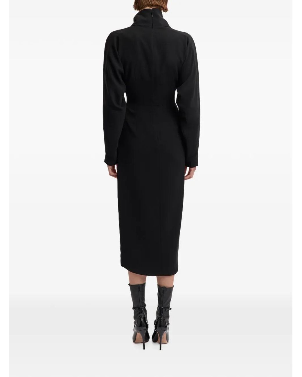 16Arlington Black Mis Knot-Detail Midi Dress