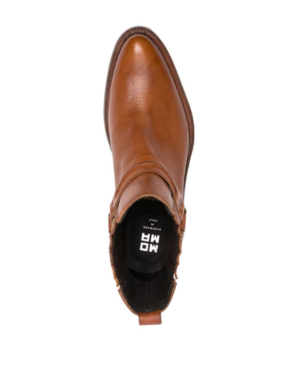 Moma Brown Chain-Link Detailing Calf Leather Boots