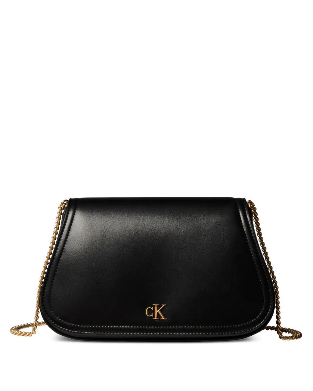 Calvin Klein Black Logo-Plaque Chain-Link Shoulder Bag