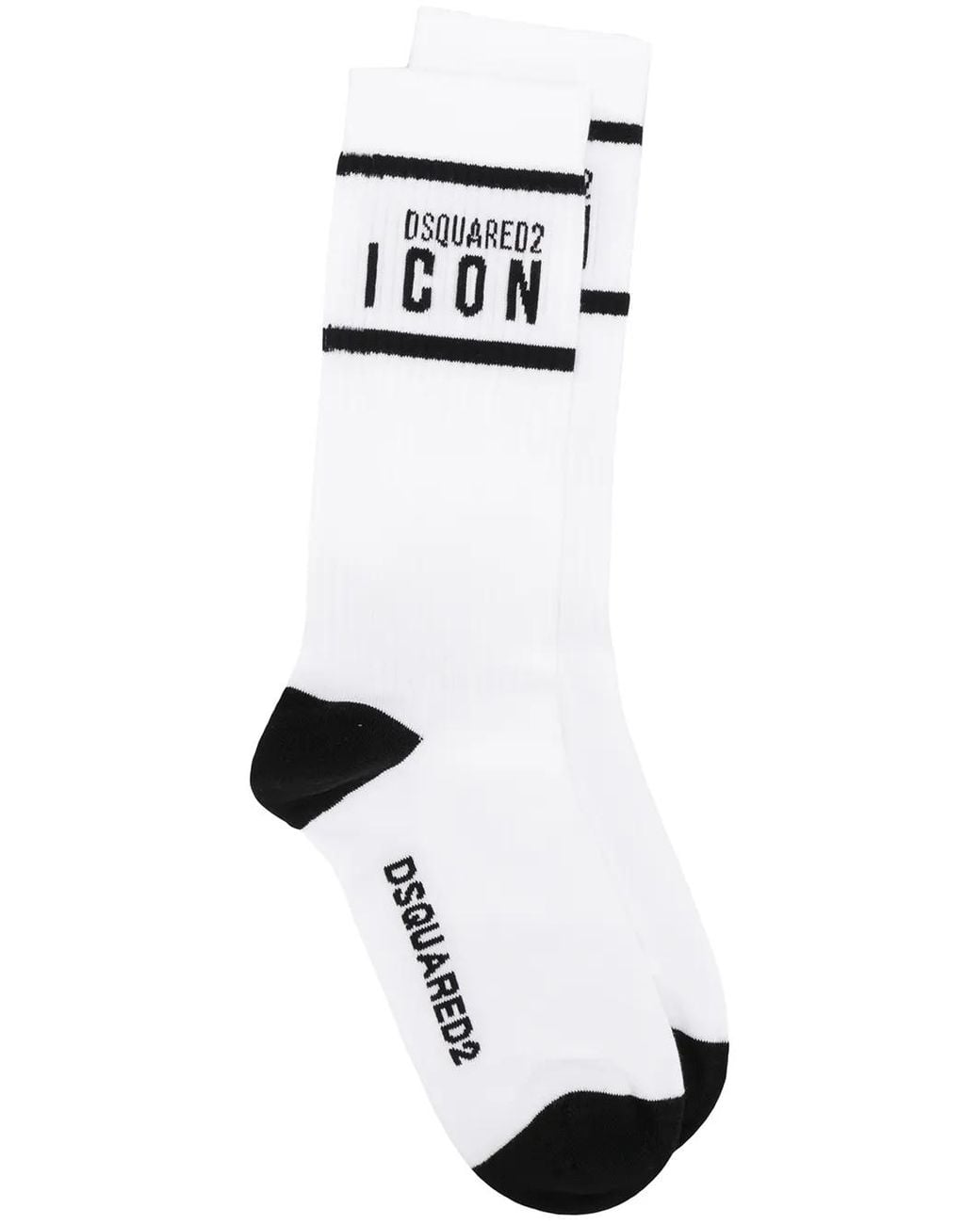 DSquared² White Icon Logo Ankle Socks for men