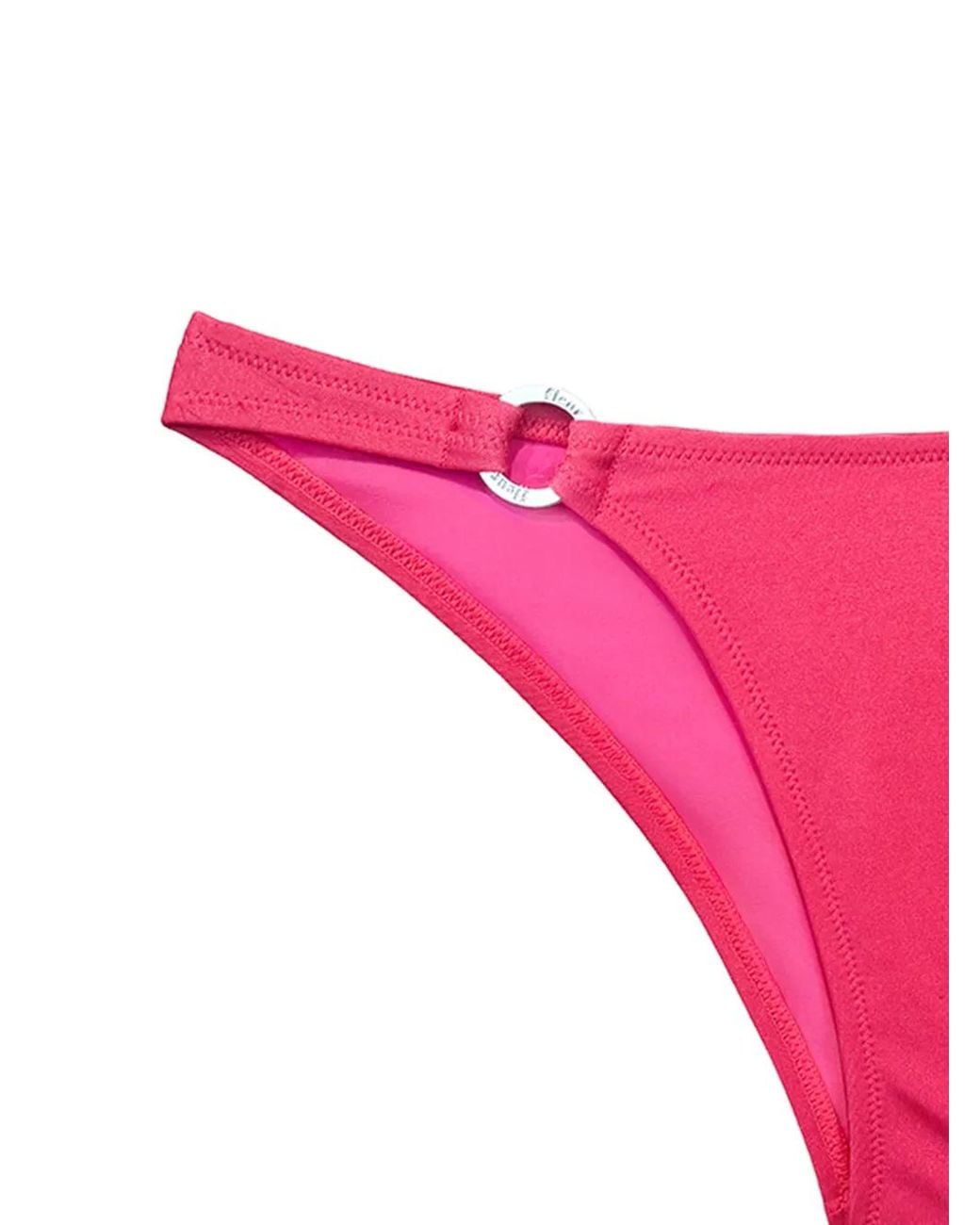 Fleur du Mal Pink Seduce Ring-Detail Bikini Bottoms