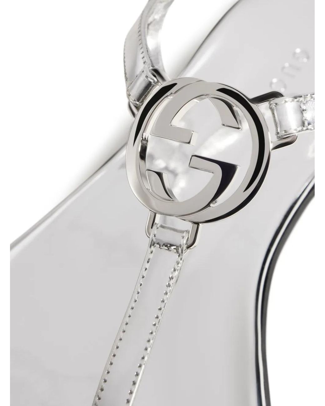 Gucci White Thong Sandals With Interlocking G
