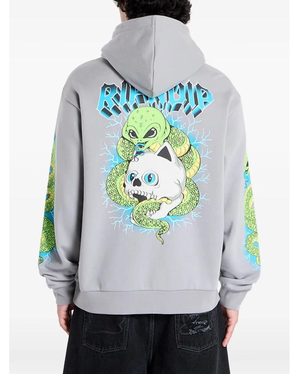 RIPNDIP Gray Skull And Bones Hoodie for men