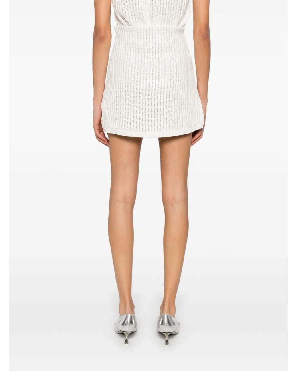 Self-Portrait White Sequin Mini Skirt