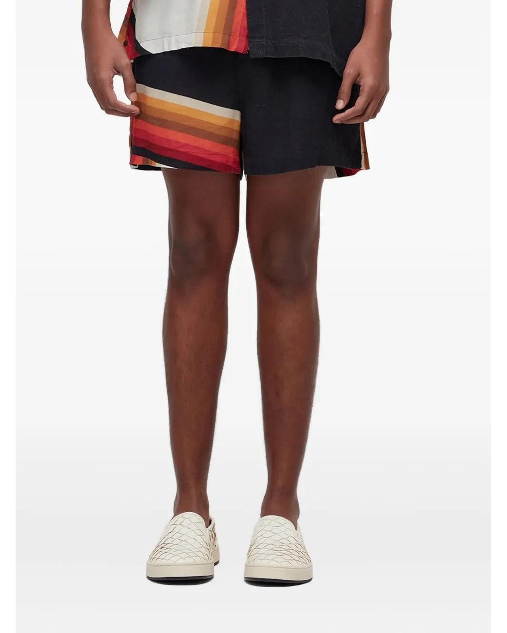 Osklen Black Stripe-Print Drawstring Shorts for men