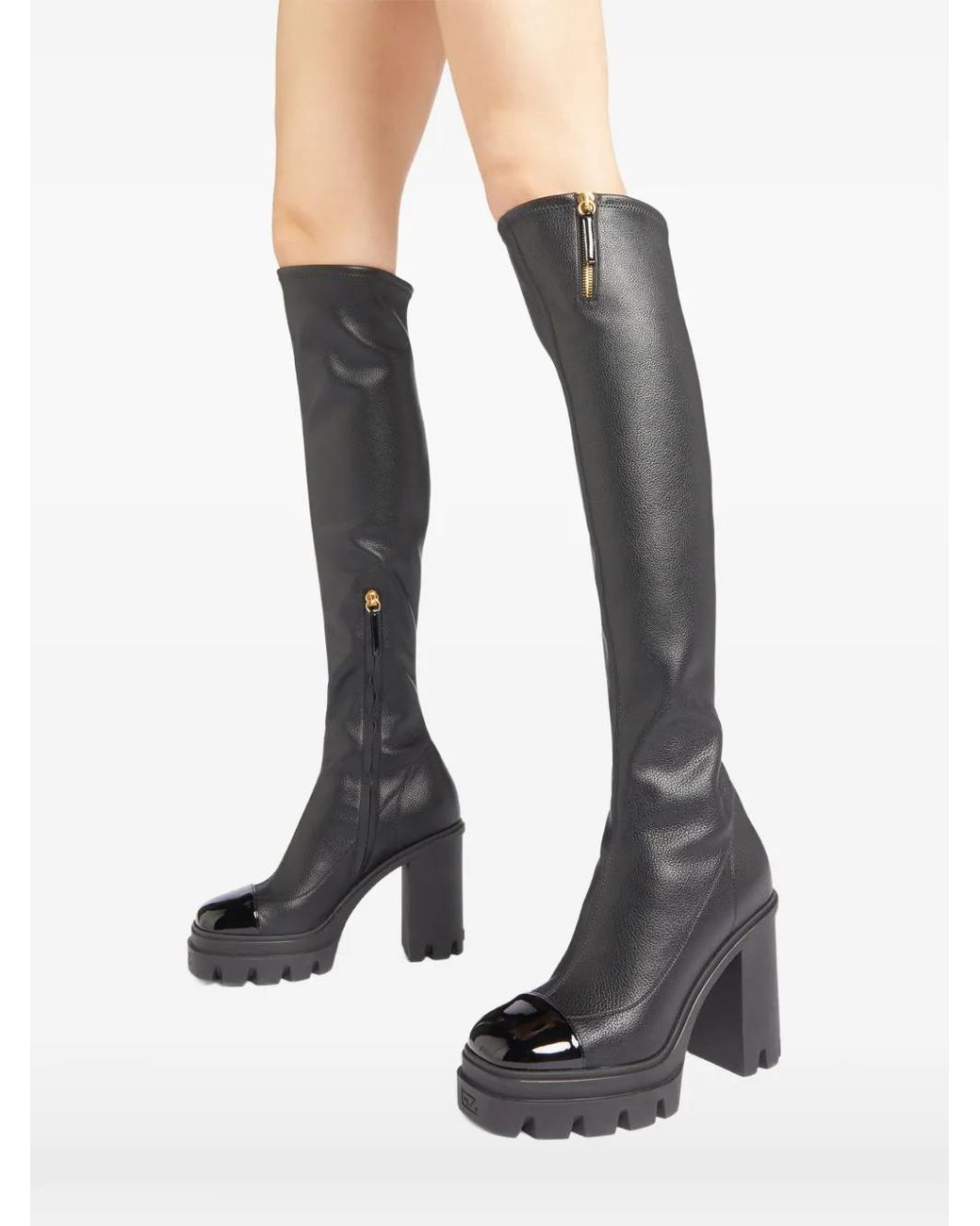 Giuseppe Zanotti Black Shiny Toe Platform Boots