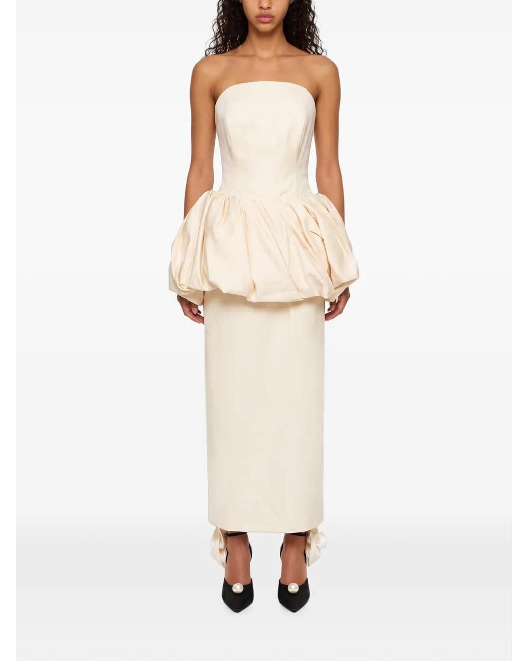 Magda Butrym Natural Strapless Puff-Skirt Dress