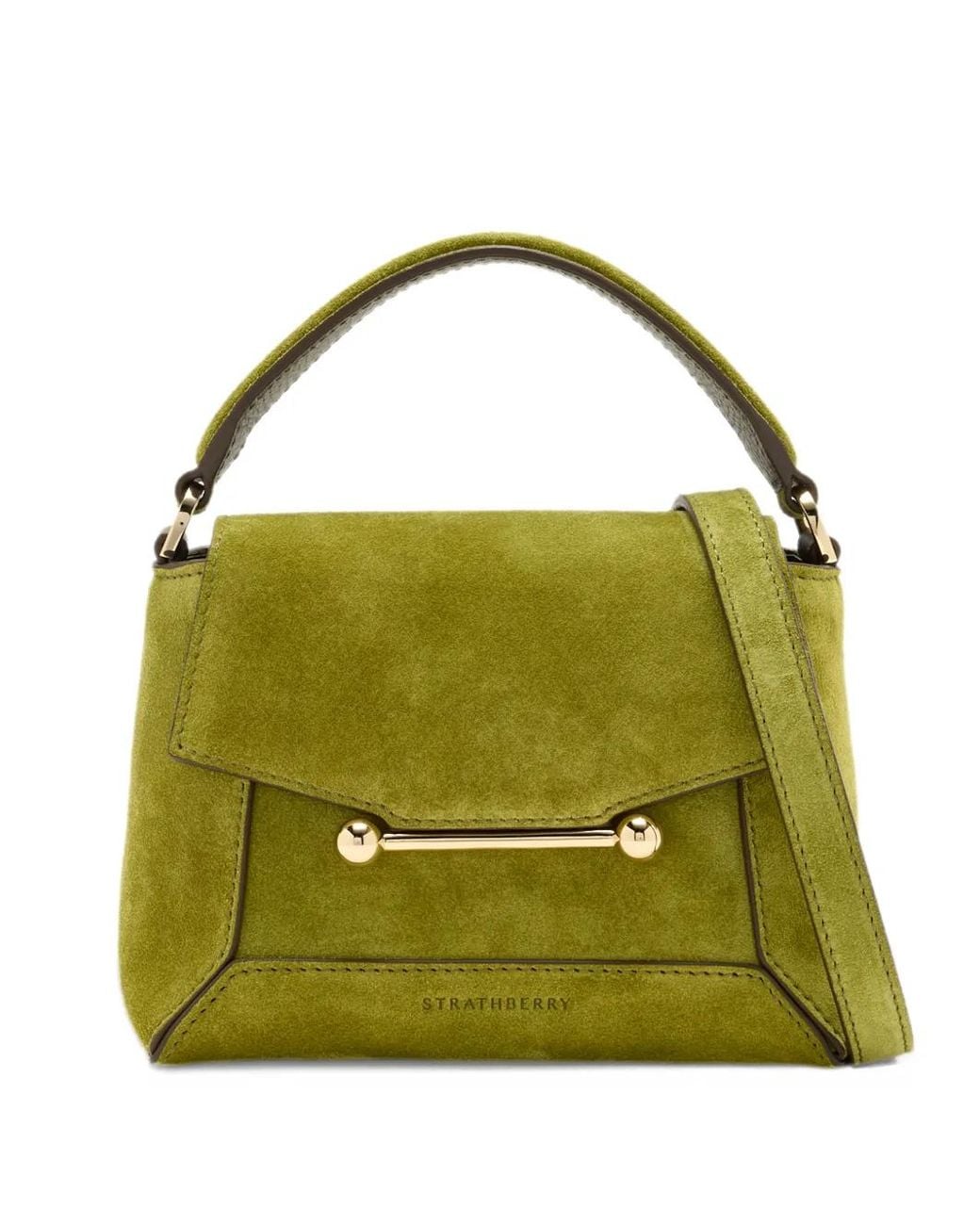 Mini Bagas Strathberry Mini Mosaic Suede Tote Bag in Green | Lyst