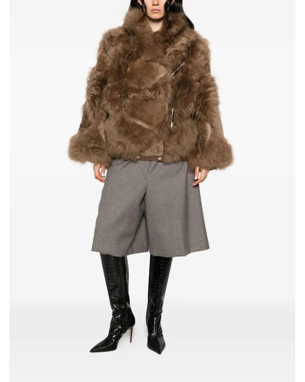 Envelope Brown Iceland Shearling-Trim Reversible Jacket