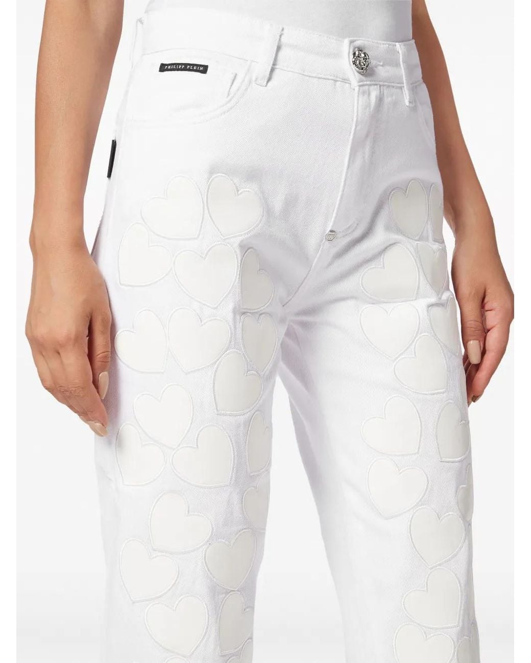 Philipp Plein Cropped Jeans in het White