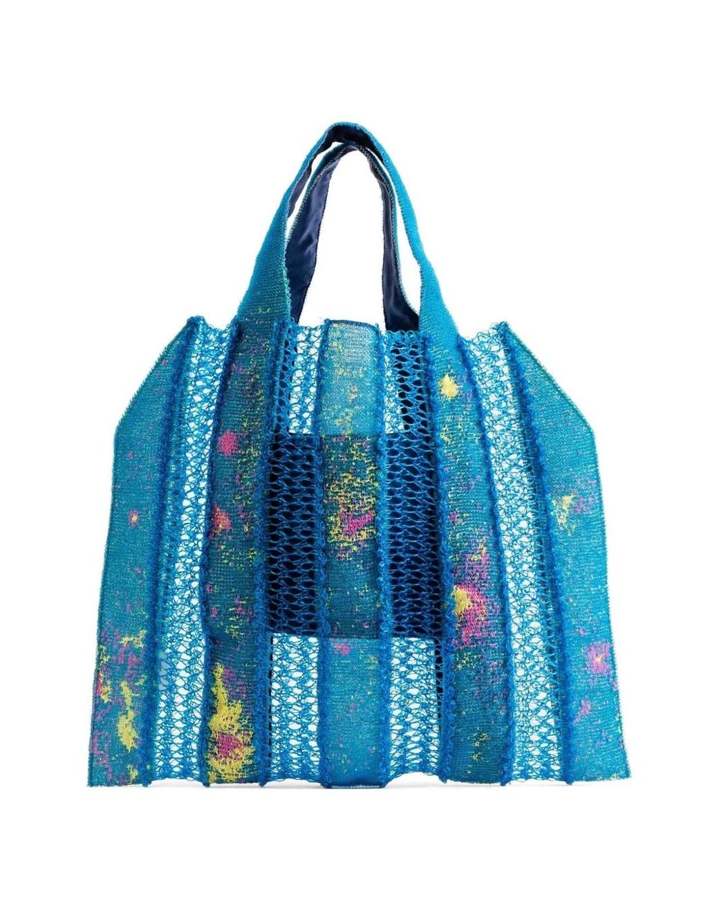 Bielo Blue Openwork-Knit Tote Bag