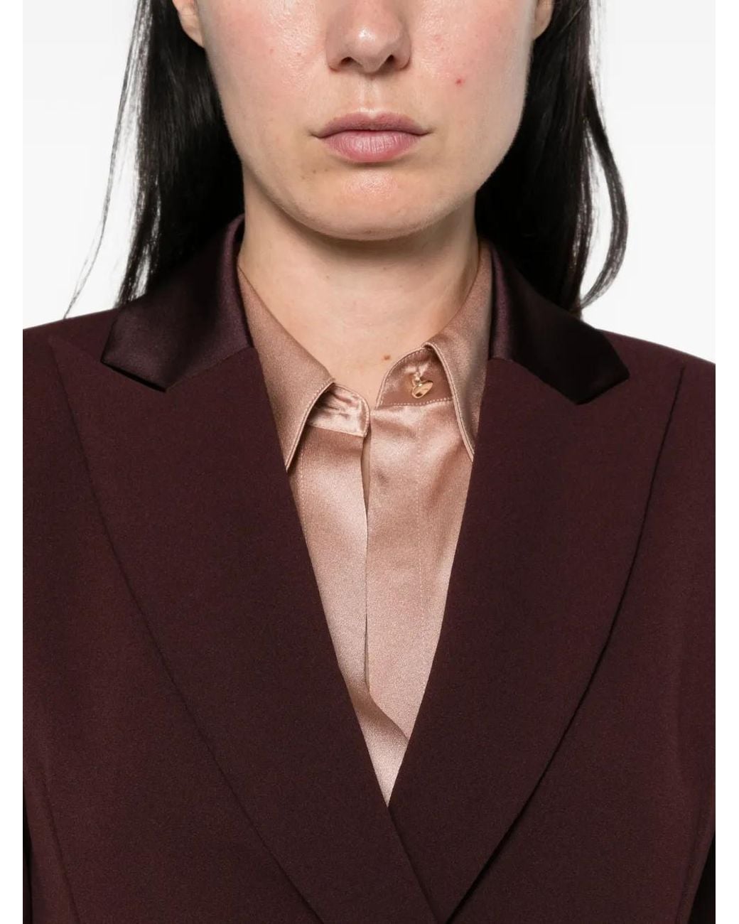 Imperial Purple Double-Breasted Satin-Trim Jacket