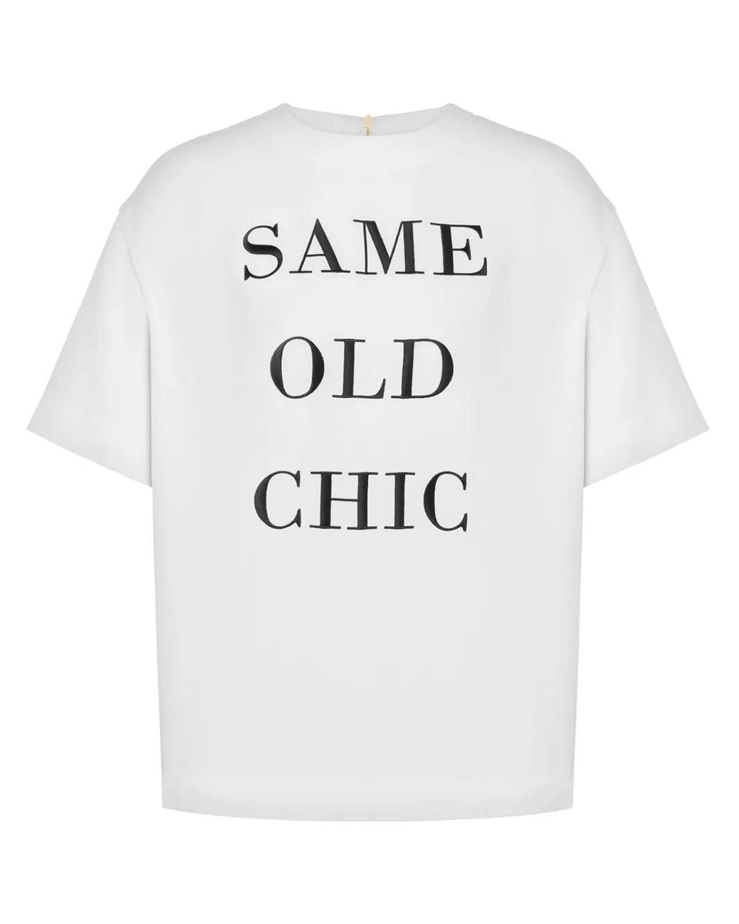 Moschino White Slogan-Print Zip-Up T-Shirt