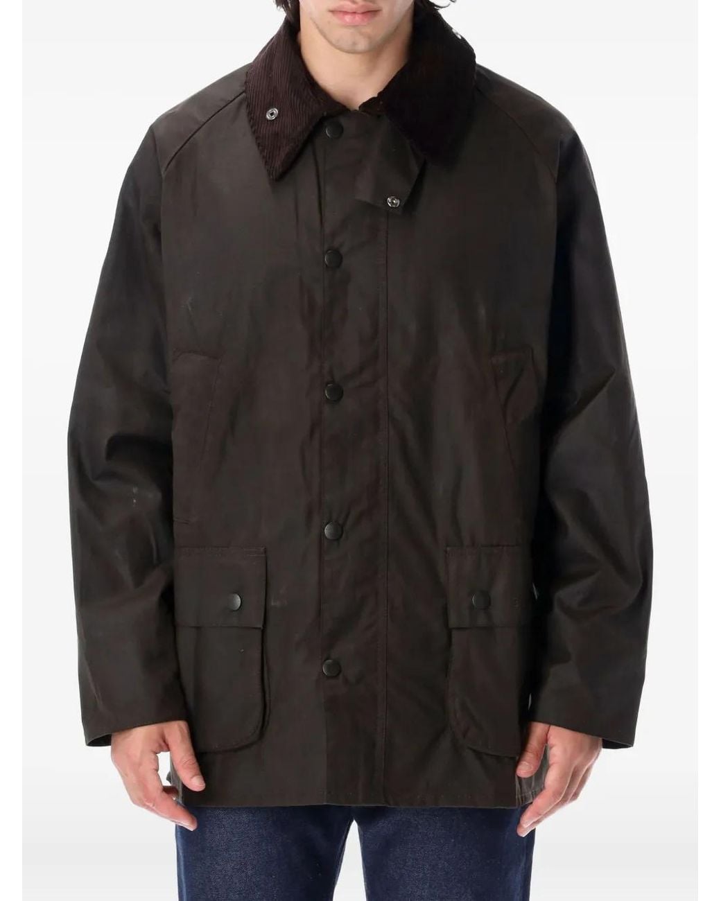Barbour Black Classic Bedale Buttoned Coat for men
