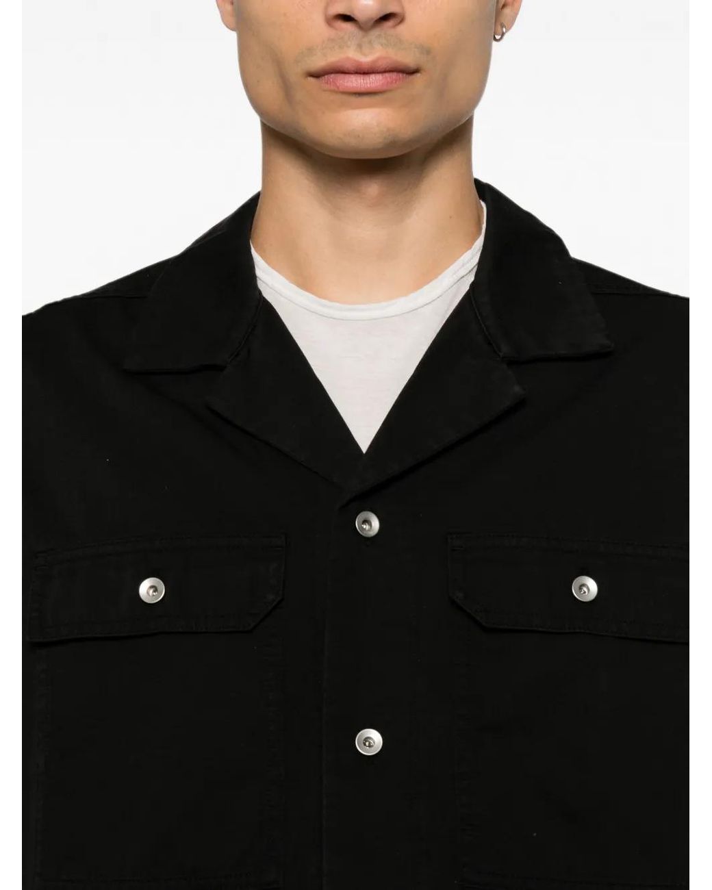 Rick Owens Black Chemise Boutonnée À Manches Courtes for men
