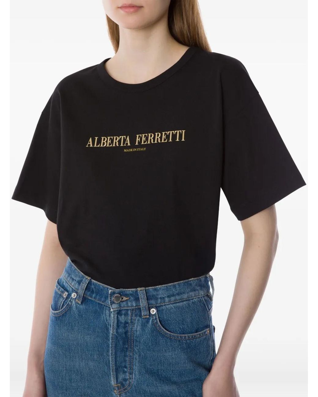 Alberta Ferretti Black Cotton T-Shirt