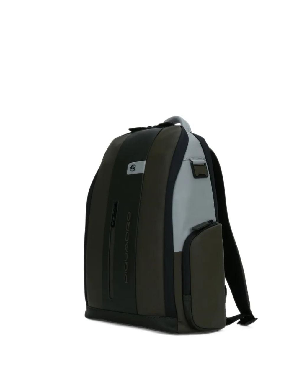 Piquadro Black Logo-Print Leather Backpack for men
