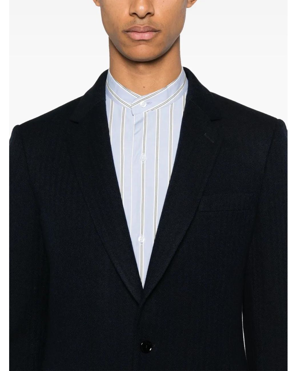 Fursac Black Herringbone Blazer for men
