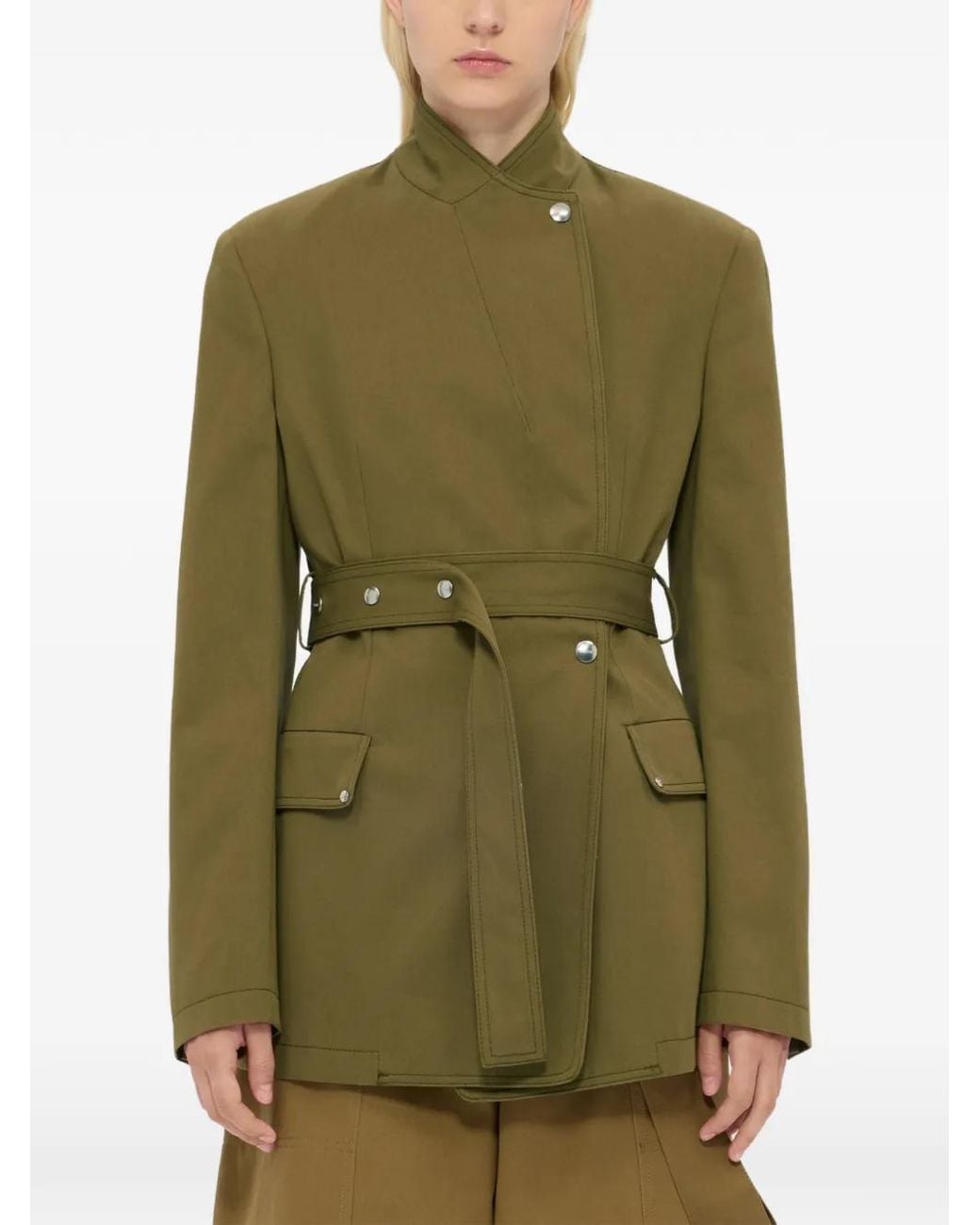 MSGM Green Veste Boutonnée À Taille Ceinturée