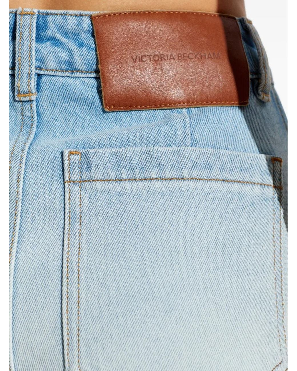 Victoria Beckham Blue Alina Light Cotton Denim Flared Jeans