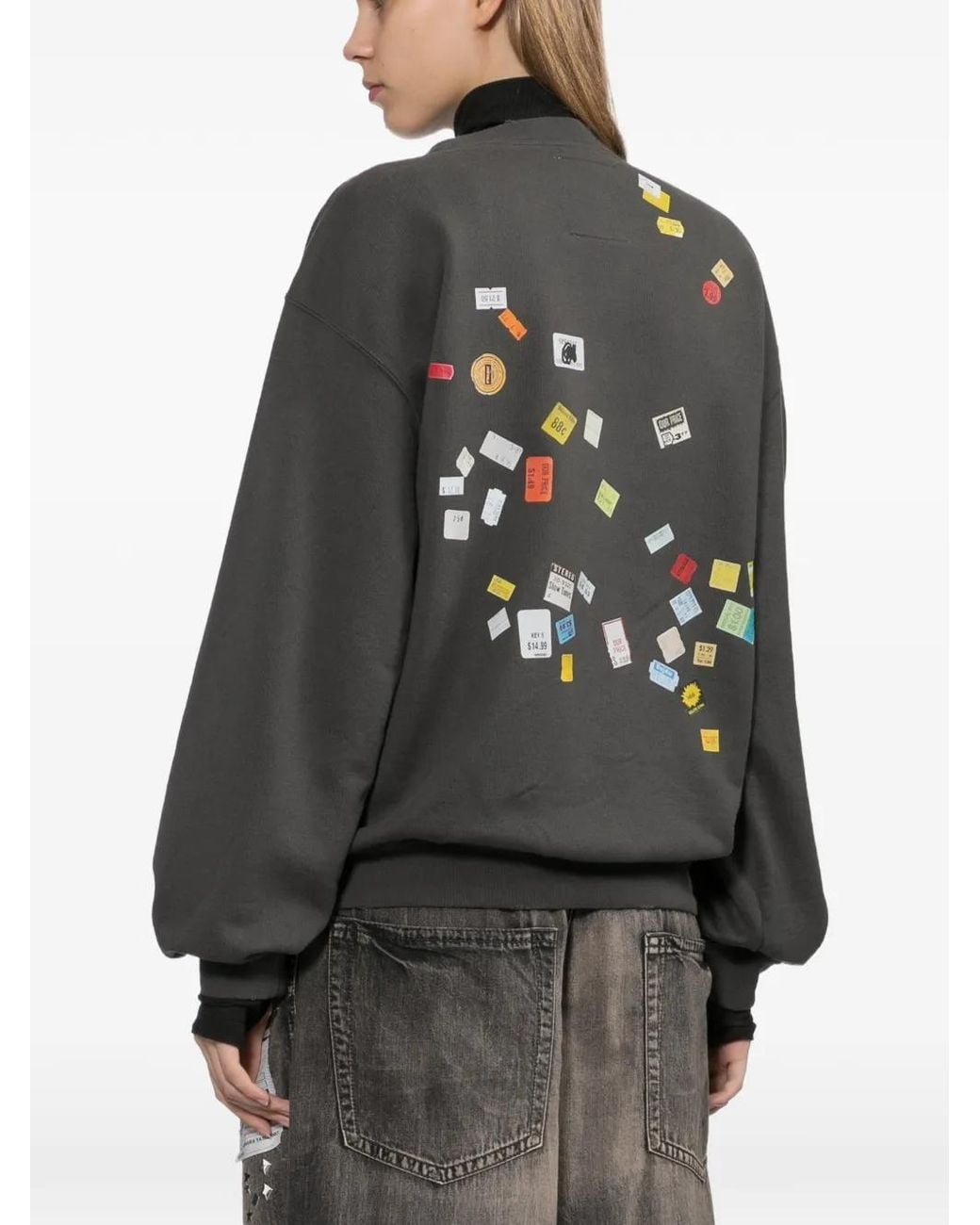 Maison Mihara Yasuhiro Black Price Tag Sticker-Printed Sweater