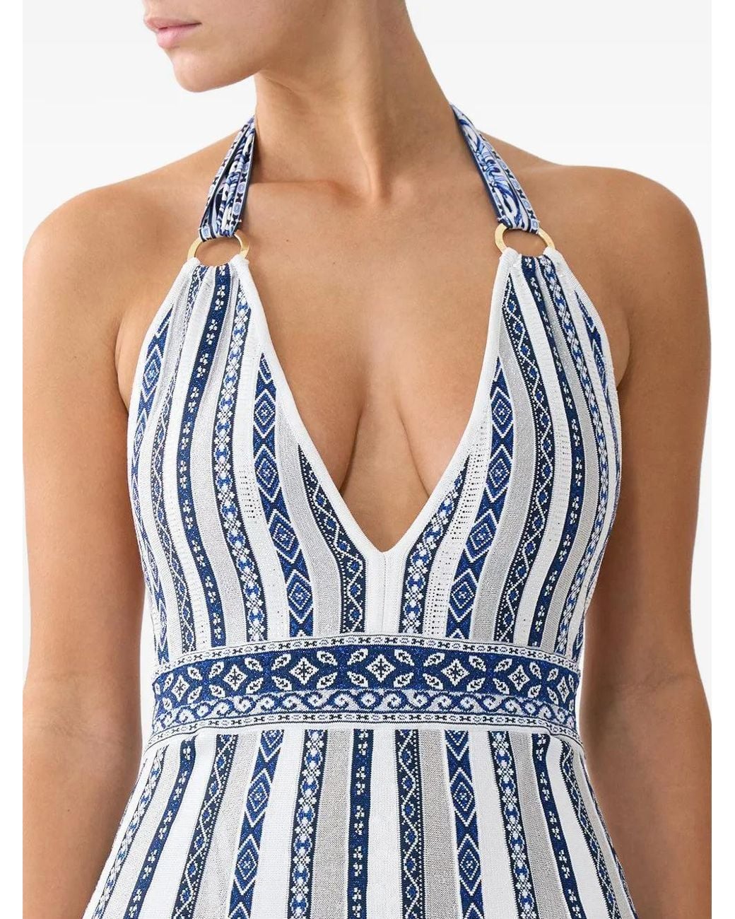 Camilla Blue Halterneck Tie Maxi Dress